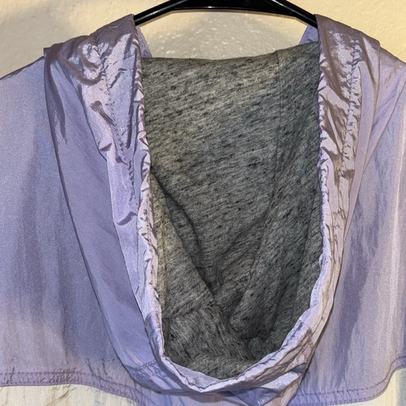 Abercrombie rain jacket zip up with hood, purple white, and navy. Lined interio - Picture 5 of 7
